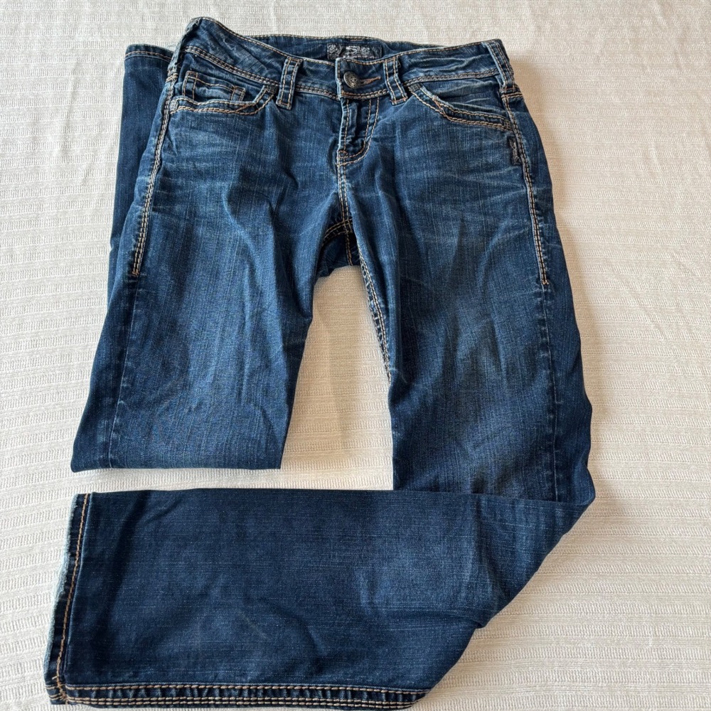 Silver Jeans Co Suki Mid Straight Fluid Denim Dark Wash W27 L32 L93413SAI467
